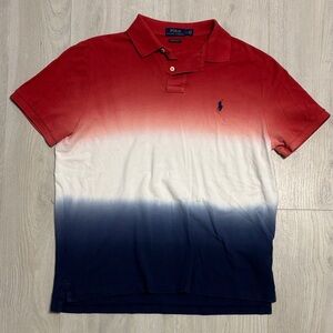 🔥BUNDLESALE Mens L Polo by Ralph Lauren Red, White, and Blue Gradient Shirt